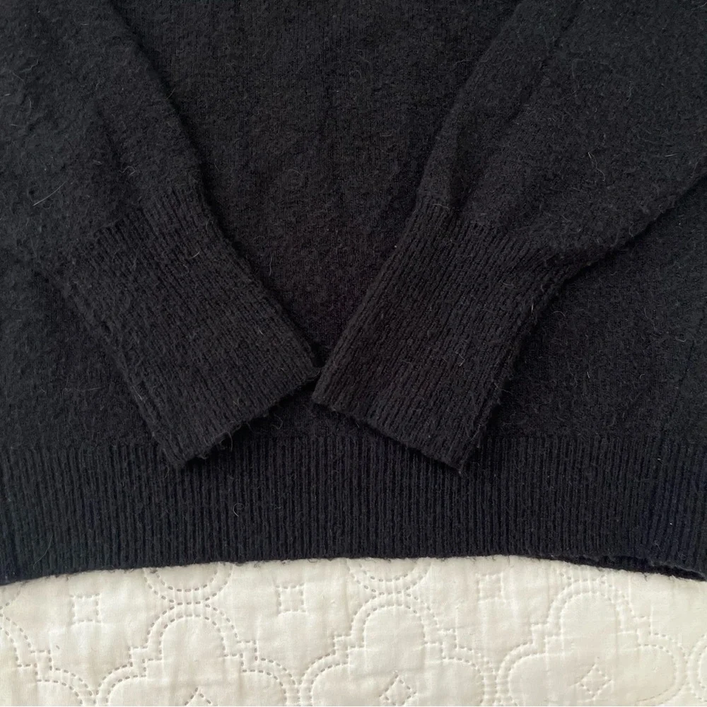 J.Crew Black Alpaca Wool Blend Raglan Sweater Contrast Trim Size M